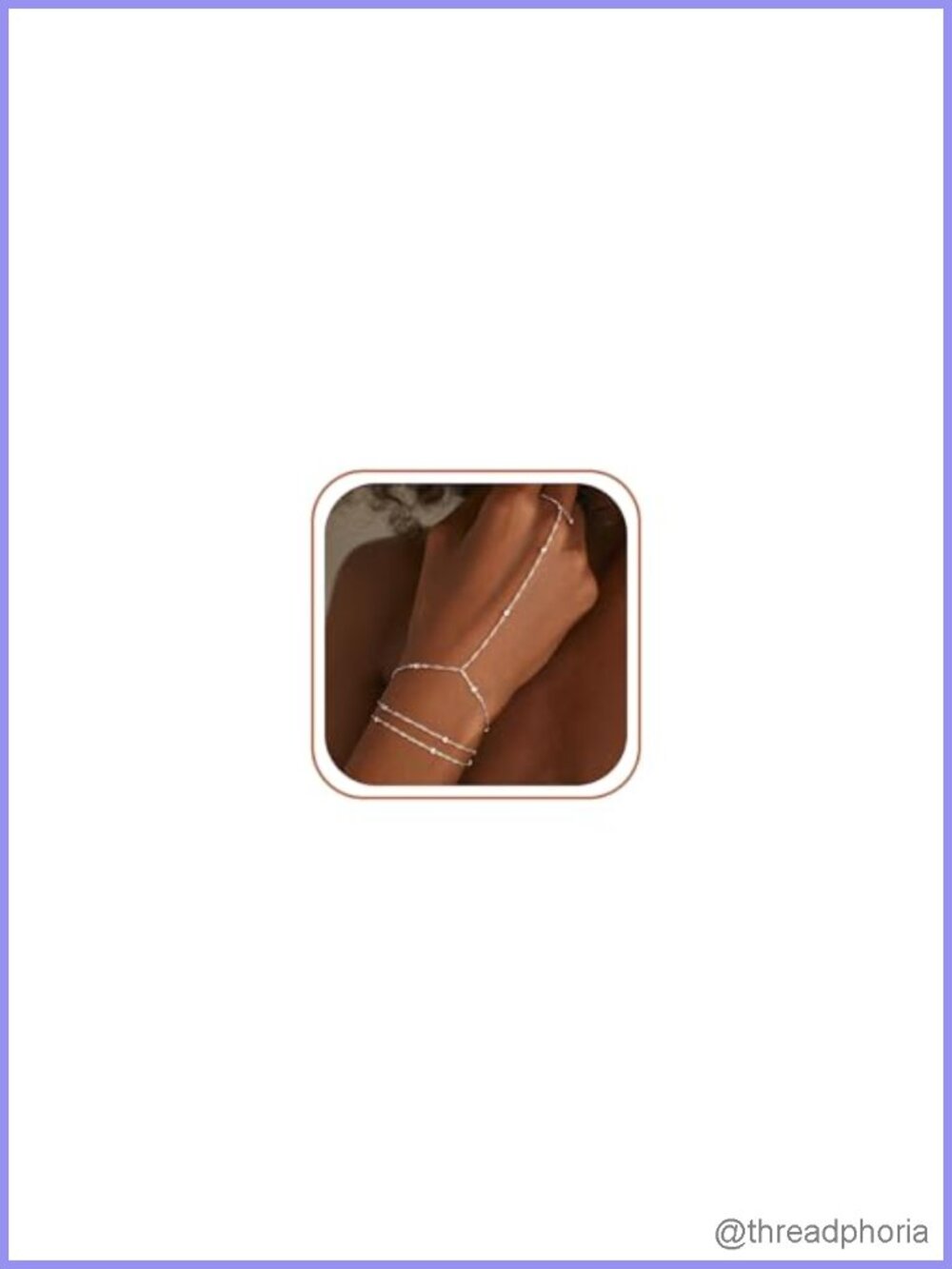 Dainty Silver Link Bracelet Set with Ring Chain